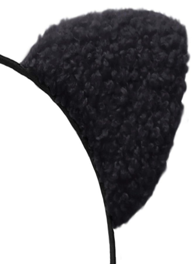 Dolebao Women Girls Lace Cat Ears Headband, Headwear Hair Accessories for Halloween Chriatmas Party Daily Decoration(Curly Plush, Black) - Image 4